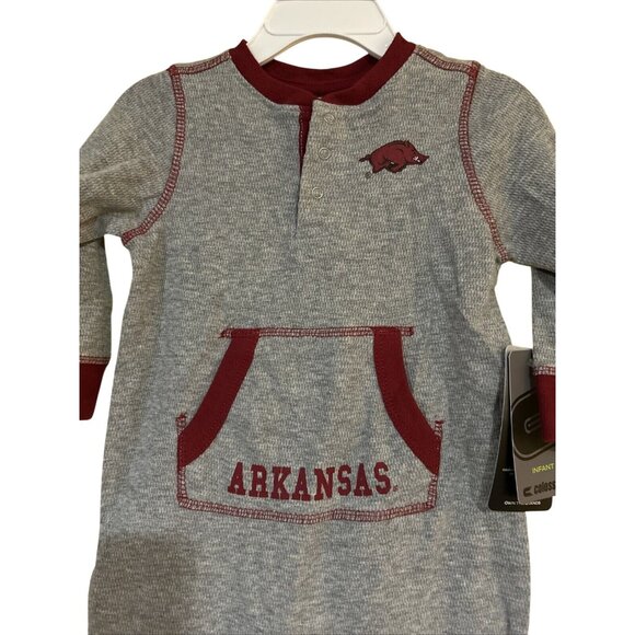 Colosseum Arkansas Razorbacks infant Henley Bodysuit 6-12M New - Picture 2 of 6